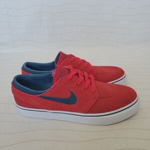 NIKE Mens SB Dunk Zoom Air 2016 Stefan Janoski Red Suede Shoes 333824-613 Sz 5